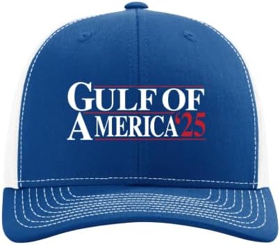 Gulf of America Mens Political Trump 2025 Mesh Back Trucker Hat - Royal/White - Gulf of America®