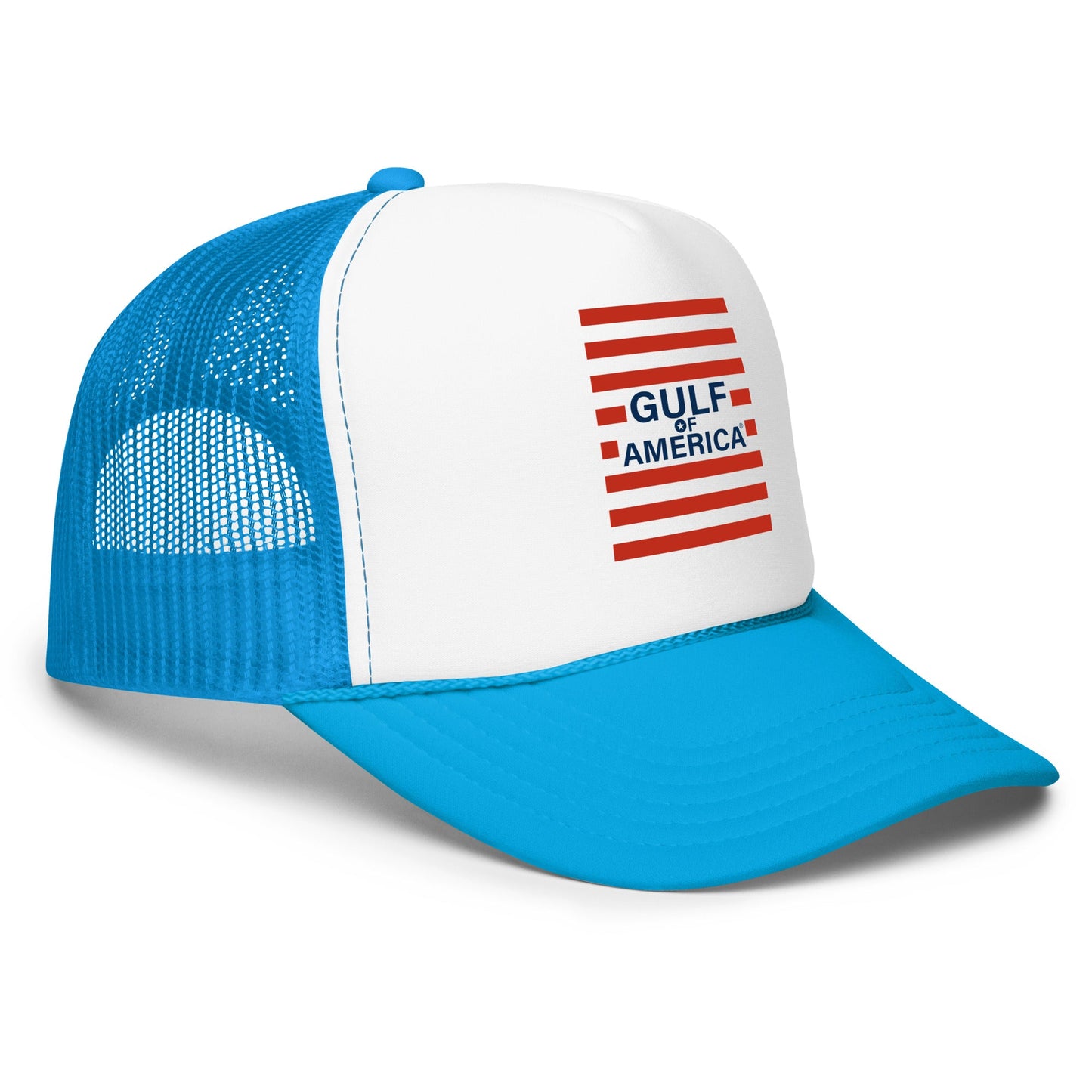 Gulf of America - Red Stripe Hat – Premium Foam Trucker Cap - Summer - Beach - USA - Patriotic - 4th of July - Gulf of America®