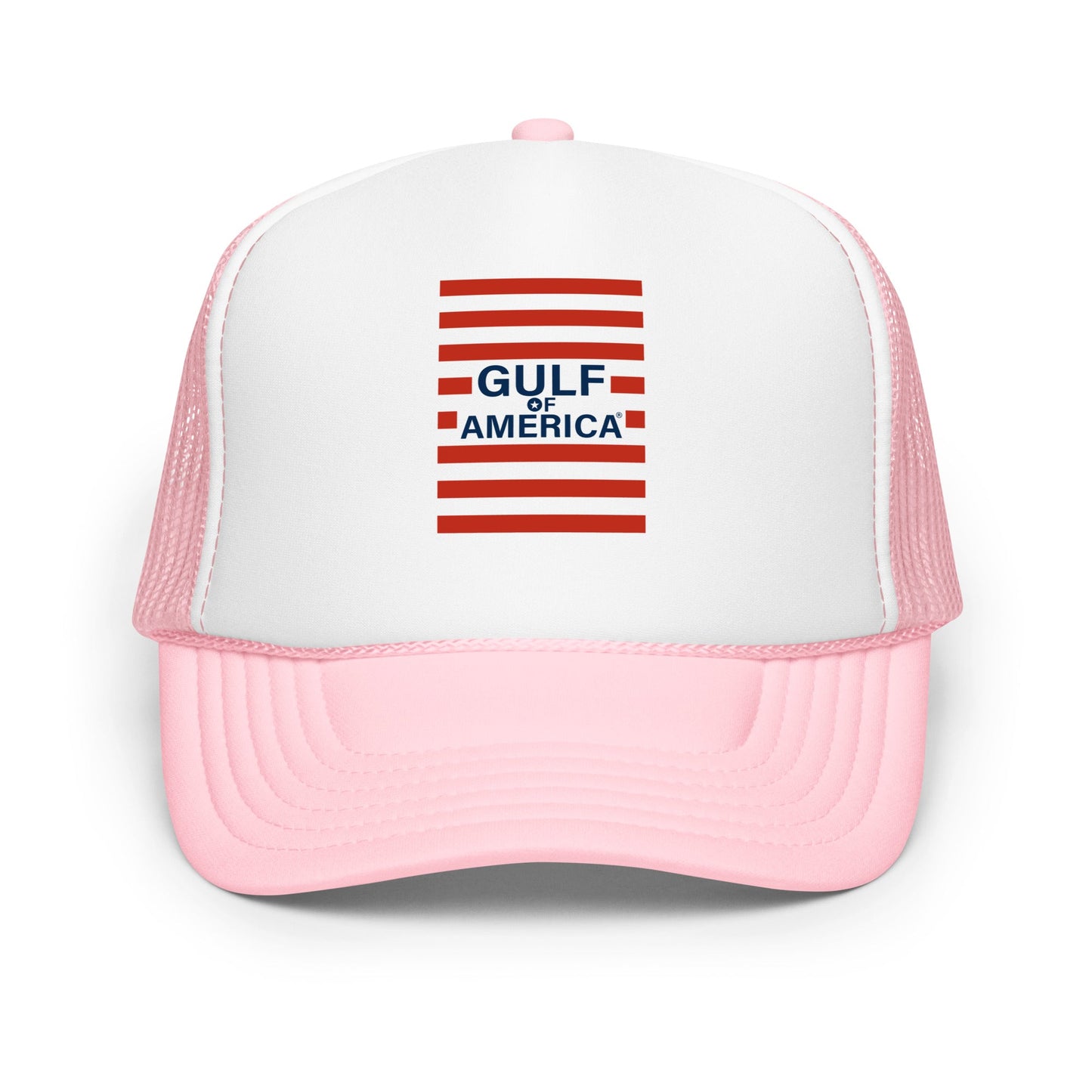 Gulf of America - Red Stripe Hat – Premium Foam Trucker Cap - Summer - Beach - USA - Patriotic - 4th of July - Gulf of America®