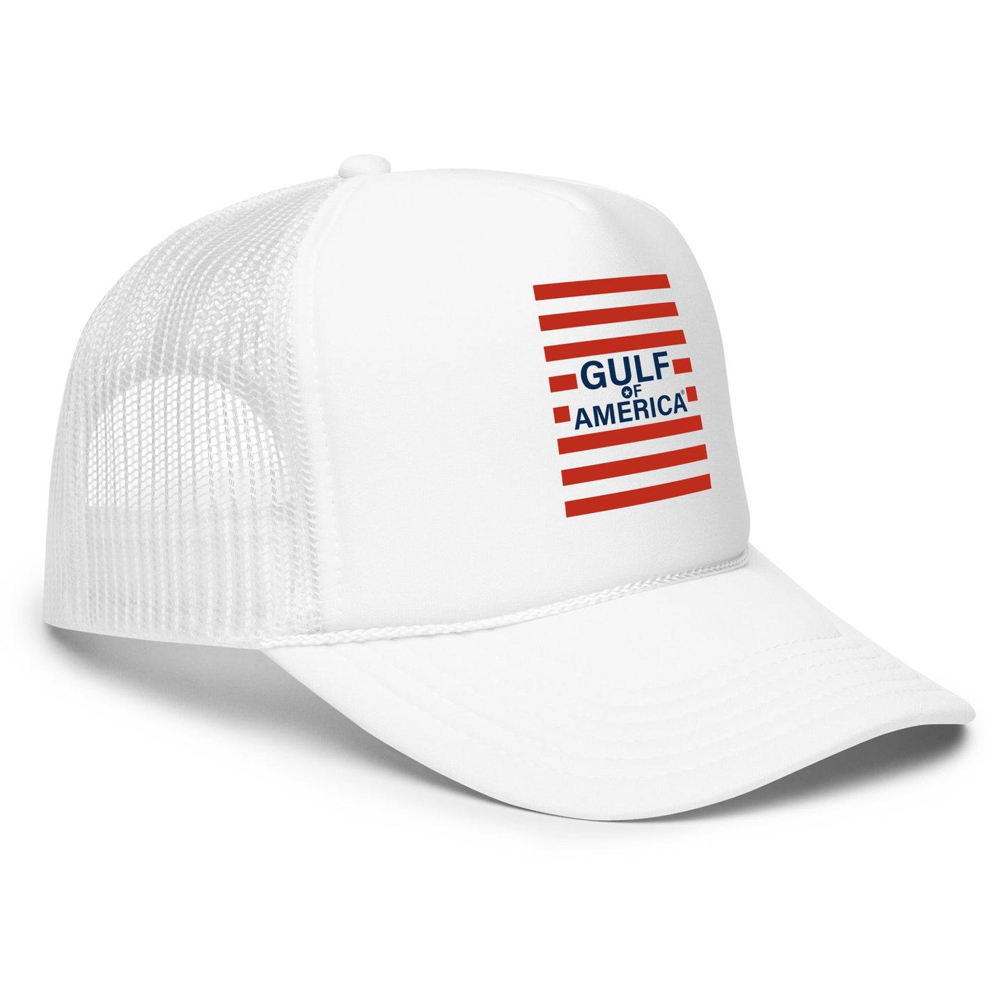 Gulf of America - Red Stripe Hat – Premium Foam Trucker Cap - Summer - Beach - USA - Patriotic - 4th of July - Gulf of America®