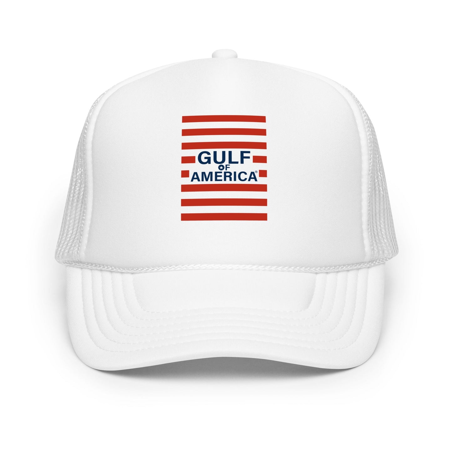 Gulf of America - Red Stripe Hat – Premium Foam Trucker Cap - Summer - Beach - USA - Patriotic - 4th of July - Gulf of America®