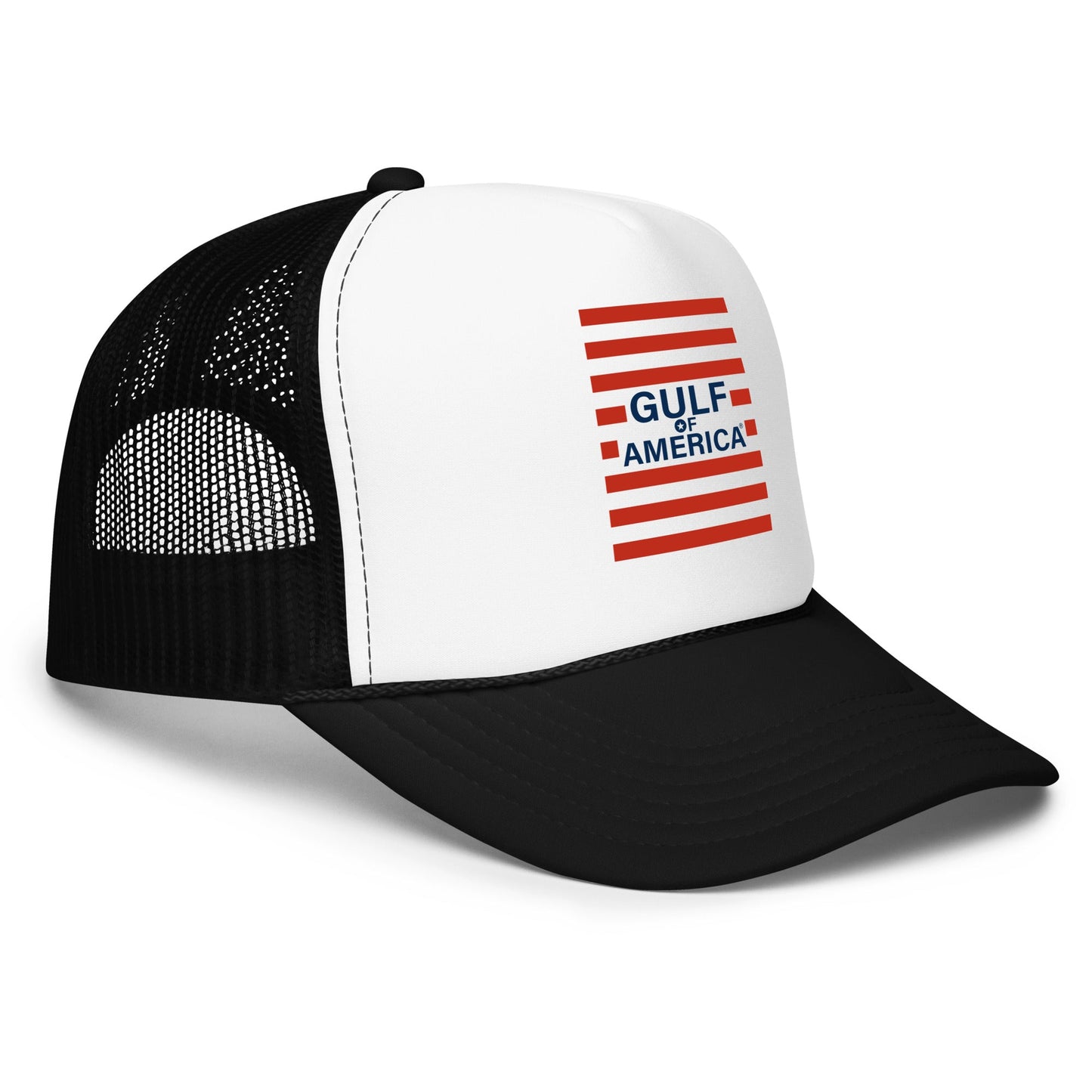 Gulf of America - Red Stripe Hat – Premium Foam Trucker Cap - Summer - Beach - USA - Patriotic - 4th of July - Gulf of America®