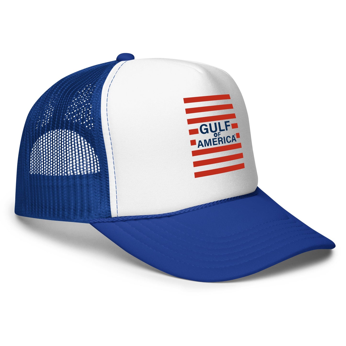 Gulf of America - Red Stripe Hat – Premium Foam Trucker Cap - Summer - Beach - USA - Patriotic - 4th of July - Gulf of America®