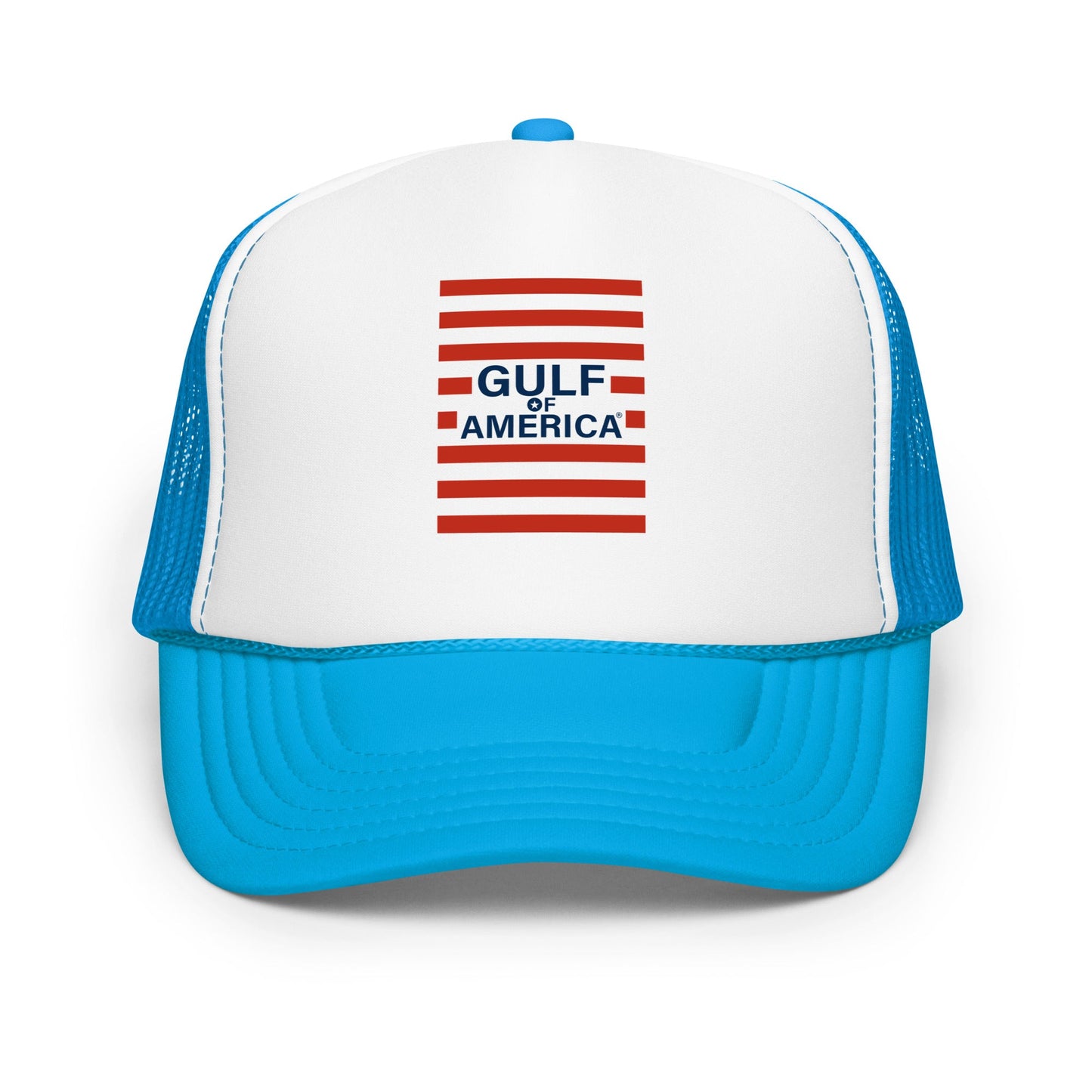 Gulf of America - Red Stripe Hat – Premium Foam Trucker Cap - Summer - Beach - USA - Patriotic - 4th of July - Gulf of America®