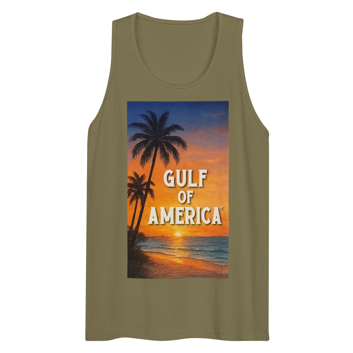 Gulf of America - Sunset Seconds Tank Top - Premium T Shirt - Summer - Beach - USA - Patriotic - 4th of July - Gulf of America®
