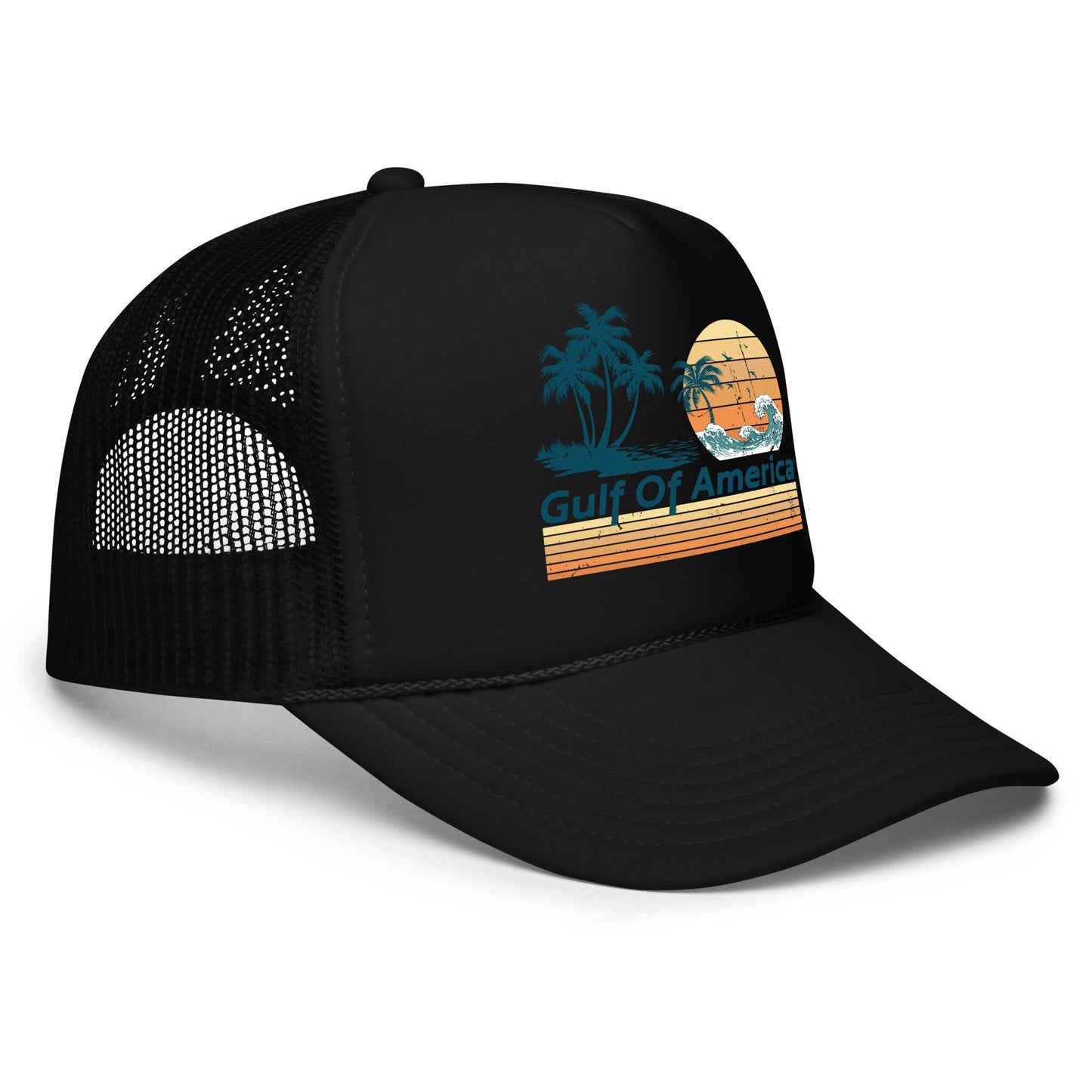 Gulf of America - Wavy Sunset Hat - Premium Foam Trucker Cap - Summer - Beach - USA - Patriotic - 4th of July - Gulf of America®