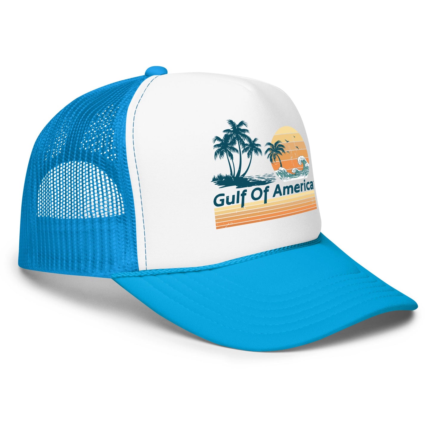 Gulf of America - Wavy Sunset Hat - Premium Foam Trucker Cap - Summer - Beach - USA - Patriotic - 4th of July - Gulf of America®