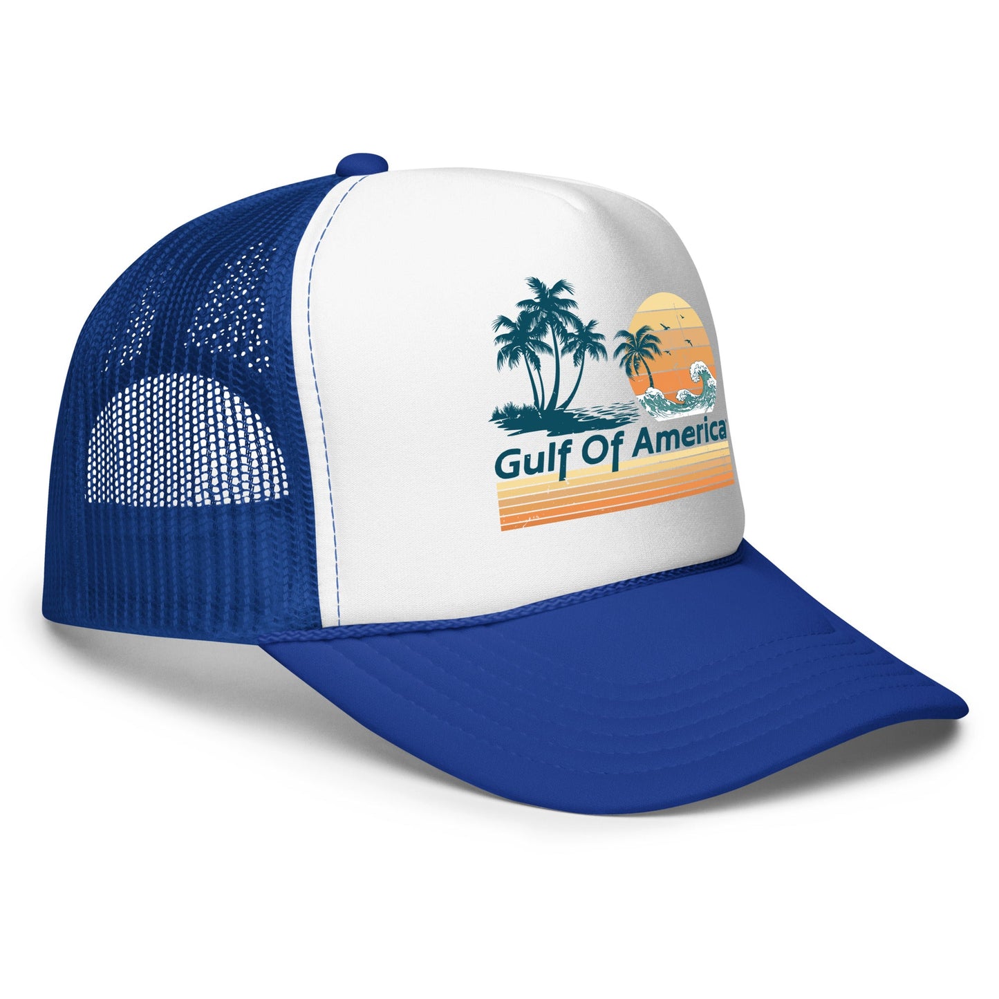 Gulf of America - Wavy Sunset Hat - Premium Foam Trucker Cap - Summer - Beach - USA - Patriotic - 4th of July - Gulf of America®