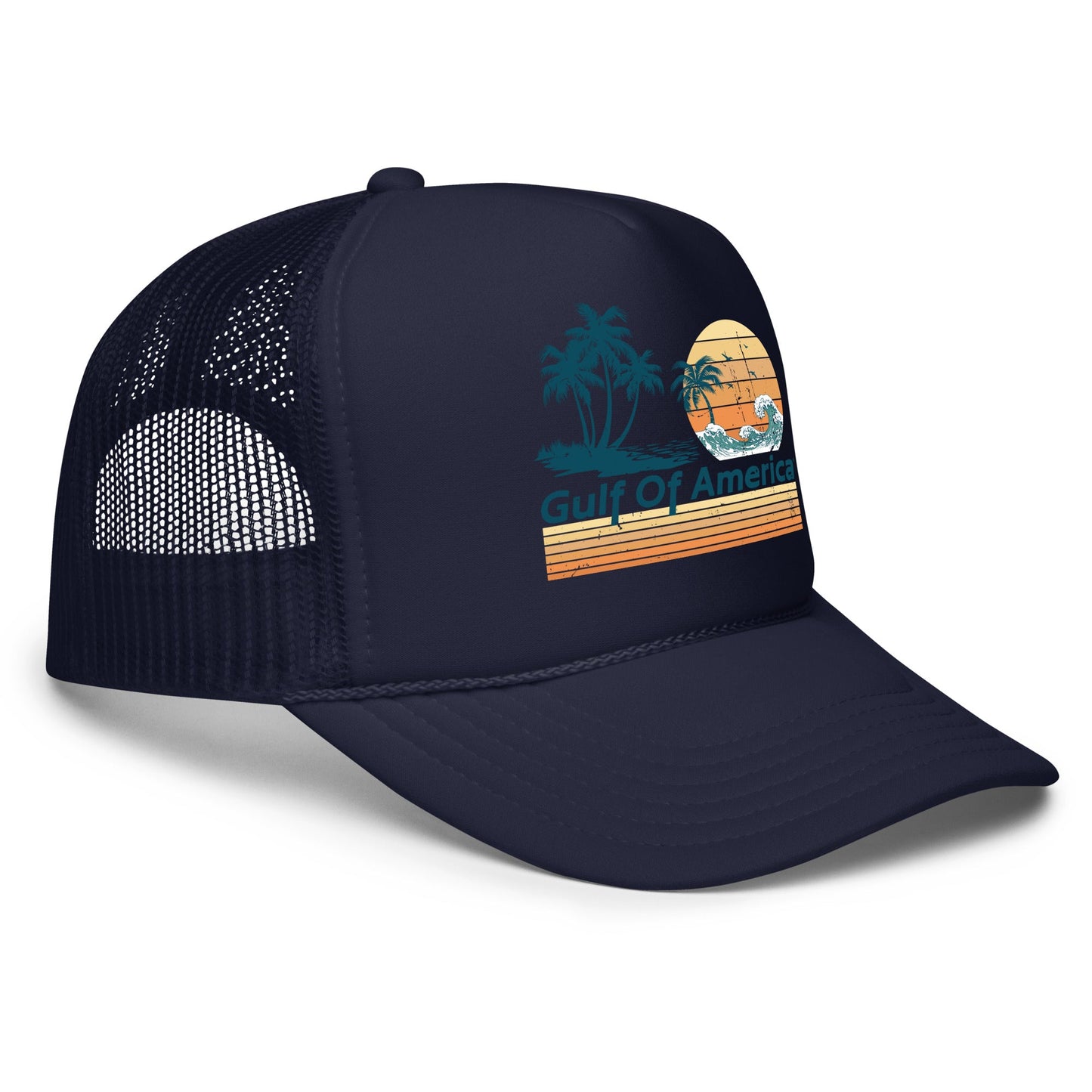 Gulf of America - Wavy Sunset Hat - Premium Foam Trucker Cap - Summer - Beach - USA - Patriotic - 4th of July - Gulf of America®