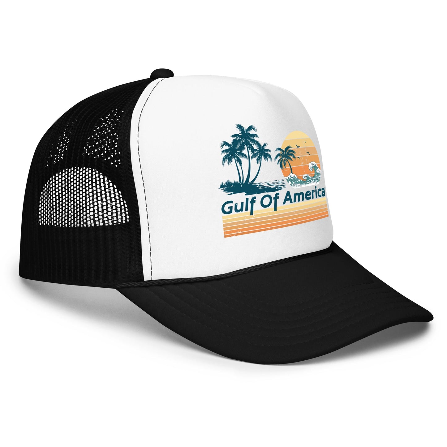 Gulf of America - Wavy Sunset Hat - Premium Foam Trucker Cap - Summer - Beach - USA - Patriotic - 4th of July - Gulf of America®