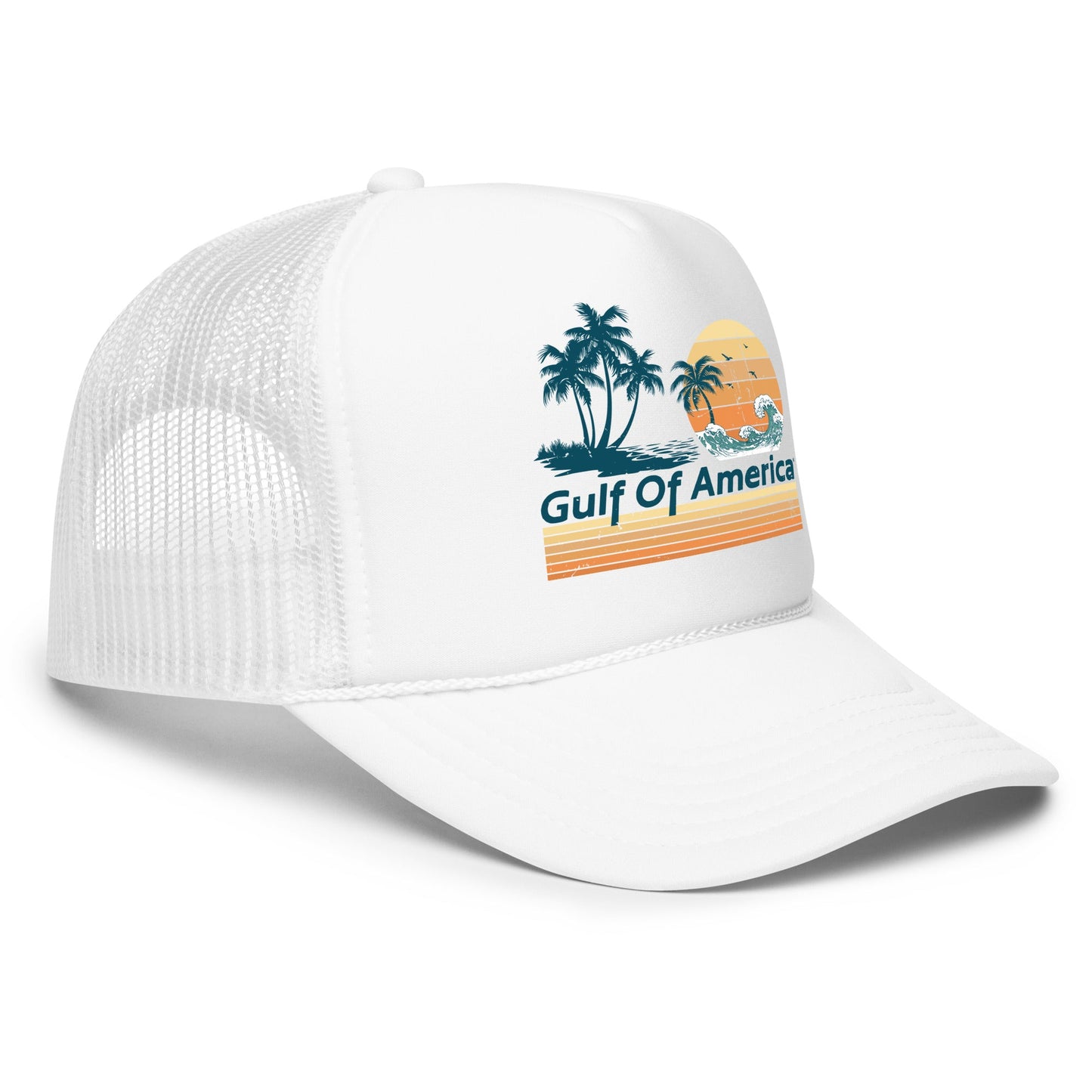 Gulf of America - Wavy Sunset Hat - Premium Foam Trucker Cap - Summer - Beach - USA - Patriotic - 4th of July - Gulf of America®