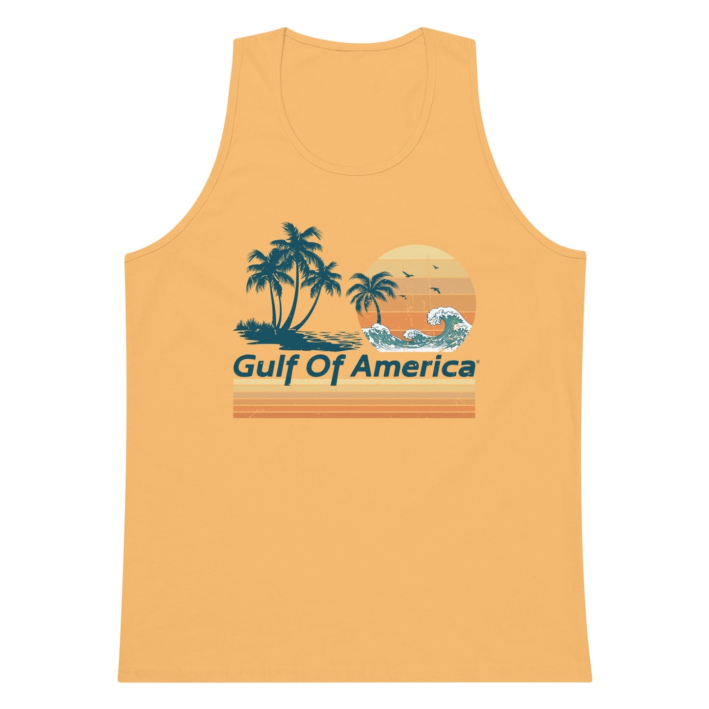 Gulf of America - Wavy Sunset Tank Top - Premium T Shirt - Summer - Beach - USA - Patriotic - 4th of July - Gulf of America®