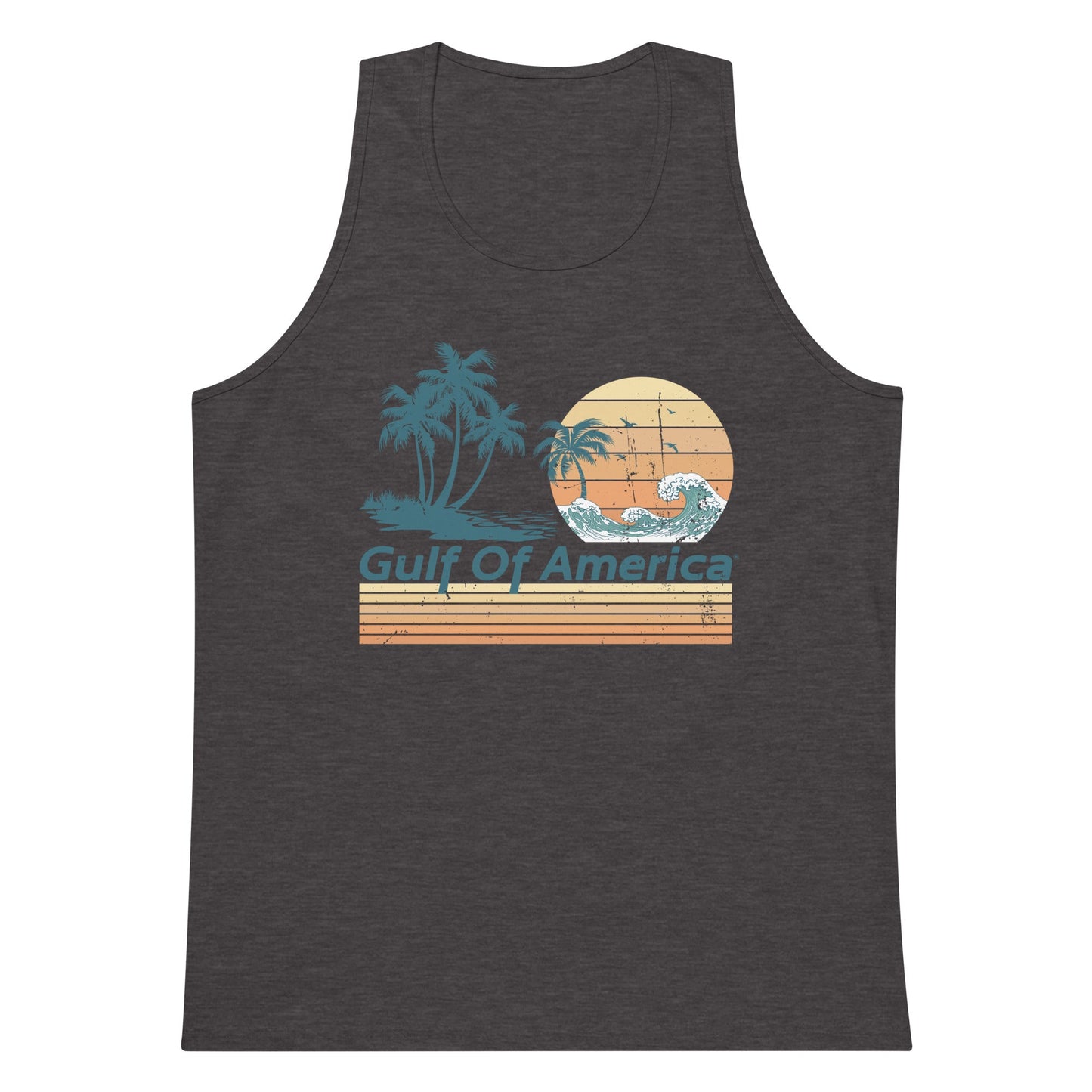 Gulf of America - Wavy Sunset Tank Top - Premium T Shirt - Summer - Beach - USA - Patriotic - 4th of July - Gulf of America®