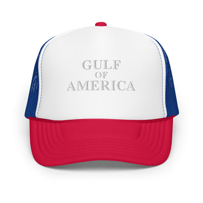Gulf of America - Centered Message Hat - Premium Foam Trucker Cap - Summer - Beach - USA - Patriotic - 4th of July - Gulf of America®