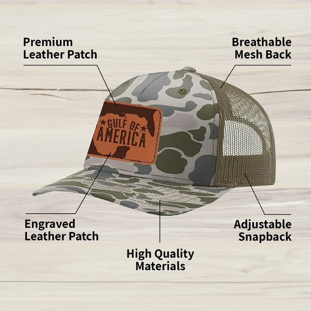Gulf of America Leather Patch Trucker Hat - Mesh Back - Gulf of America®