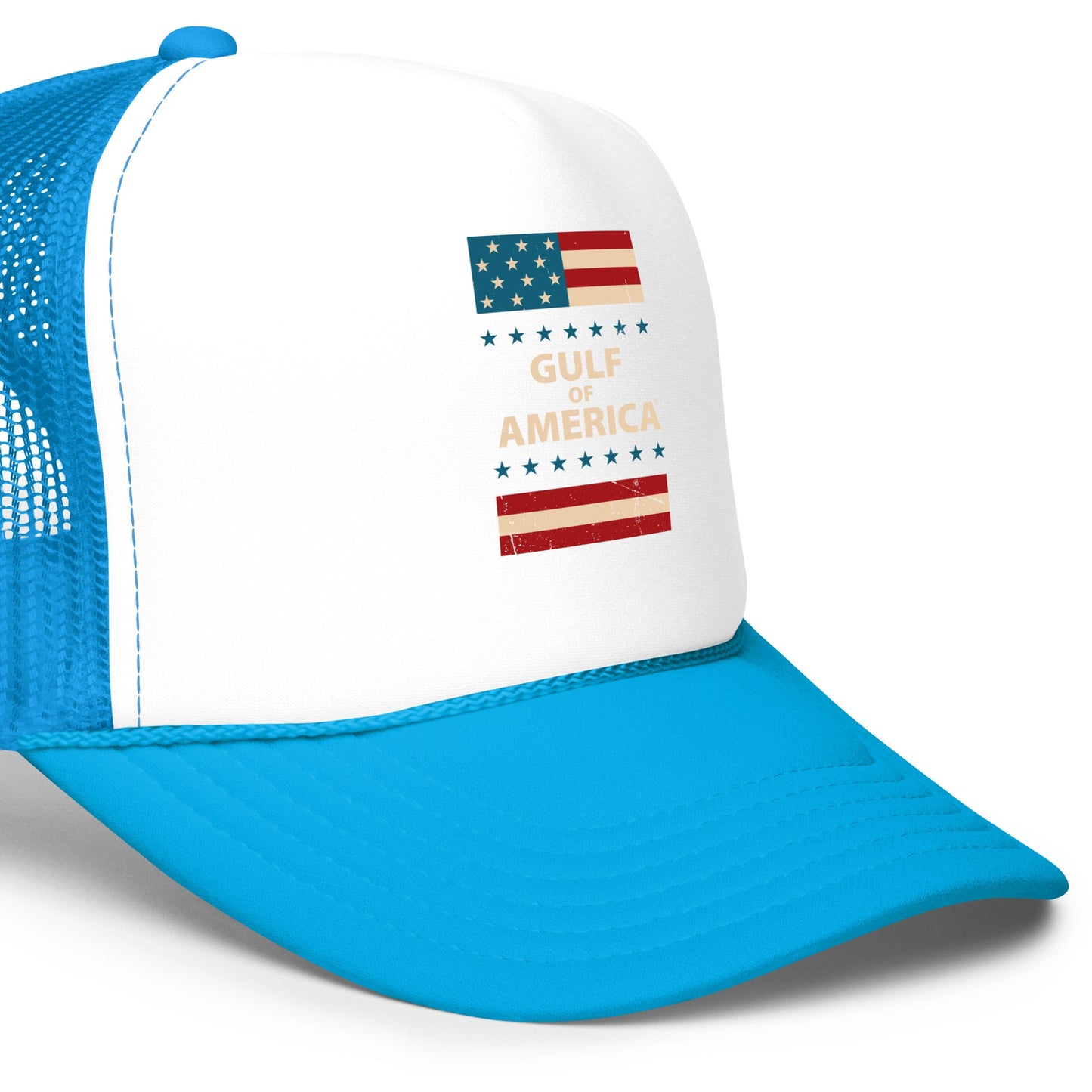 Gulf of America - Patriotic Surrounding Hat – Premium Foam Trucker Cap - Summer - Beach - USA - Patriotic - 4th of July - Gulf of America®