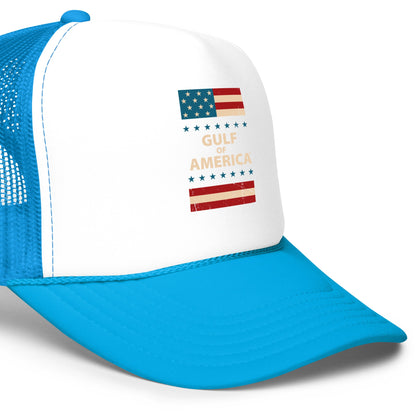 Gulf of America - Patriotic Surrounding Hat – Premium Foam Trucker Cap - Summer - Beach - USA - Patriotic - 4th of July - Gulf of America®