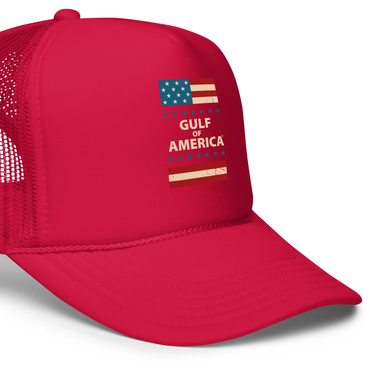 Gulf of America - Patriotic Surrounding Hat – Premium Foam Trucker Cap - Summer - Beach - USA - Patriotic - 4th of July - Gulf of America®