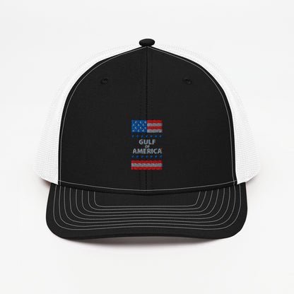 Gulf of America - Patriotic Surrounding Hat – Premium Modern Trucker Cap - Summer - Beach - USA - Patriotic - 4th of July - Gulf of America®