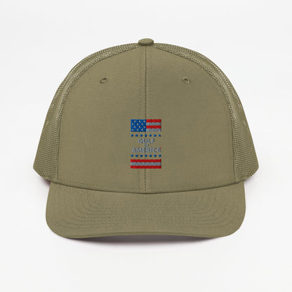 Gulf of America - Patriotic Surrounding Hat – Premium Modern Trucker Cap - Summer - Beach - USA - Patriotic - 4th of July - Gulf of America®