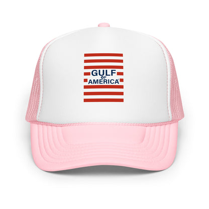 Gulf of America - Red Stripe Hat – Premium Foam Trucker Cap - Summer - Beach - USA - Patriotic - 4th of July - Gulf of America®