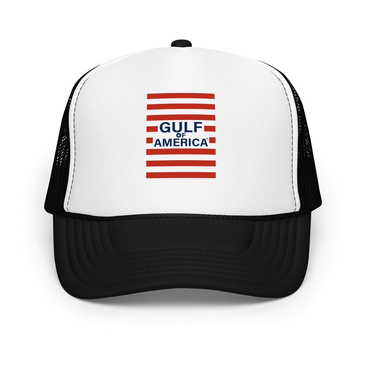 Gulf of America - Red Stripe Hat – Premium Foam Trucker Cap - Summer - Beach - USA - Patriotic - 4th of July - Gulf of America®