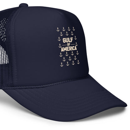 Gulf of America - Sea of Anchors Hat – Premium Foam Trucker Cap - Summer - Beach - USA - Patriotic - 4th of July - Gulf of America®