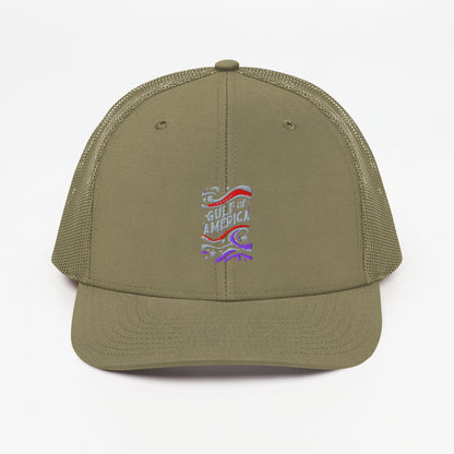 Gulf of America - Streamers and Stars Hat – Premium Modern Trucker Cap - Summer - Beach - USA - Patriotic - 4th of July - Gulf of America®