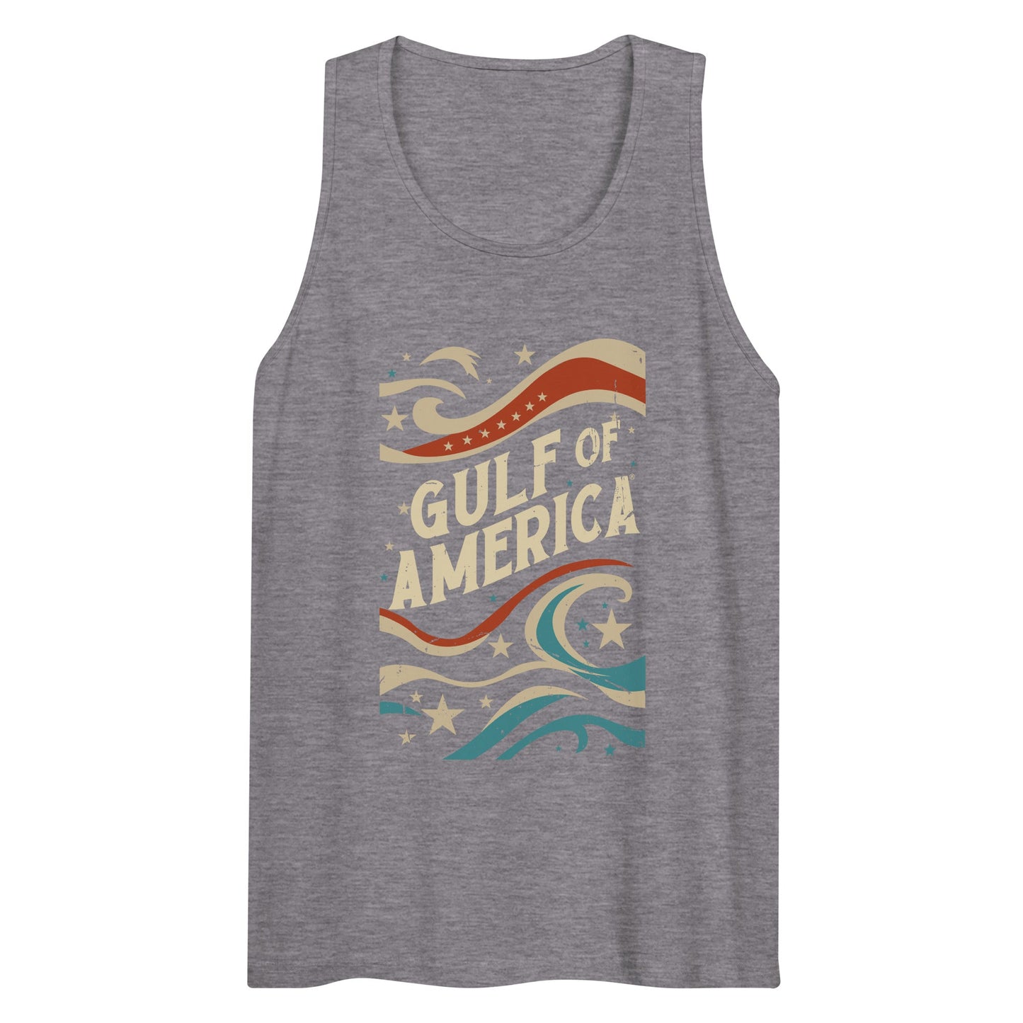 Gulf of America - Streamers and Stars Tank Top – Premium T Shirt - Summer - Beach - USA - Patriotic - 4th of July - Gulf of America®