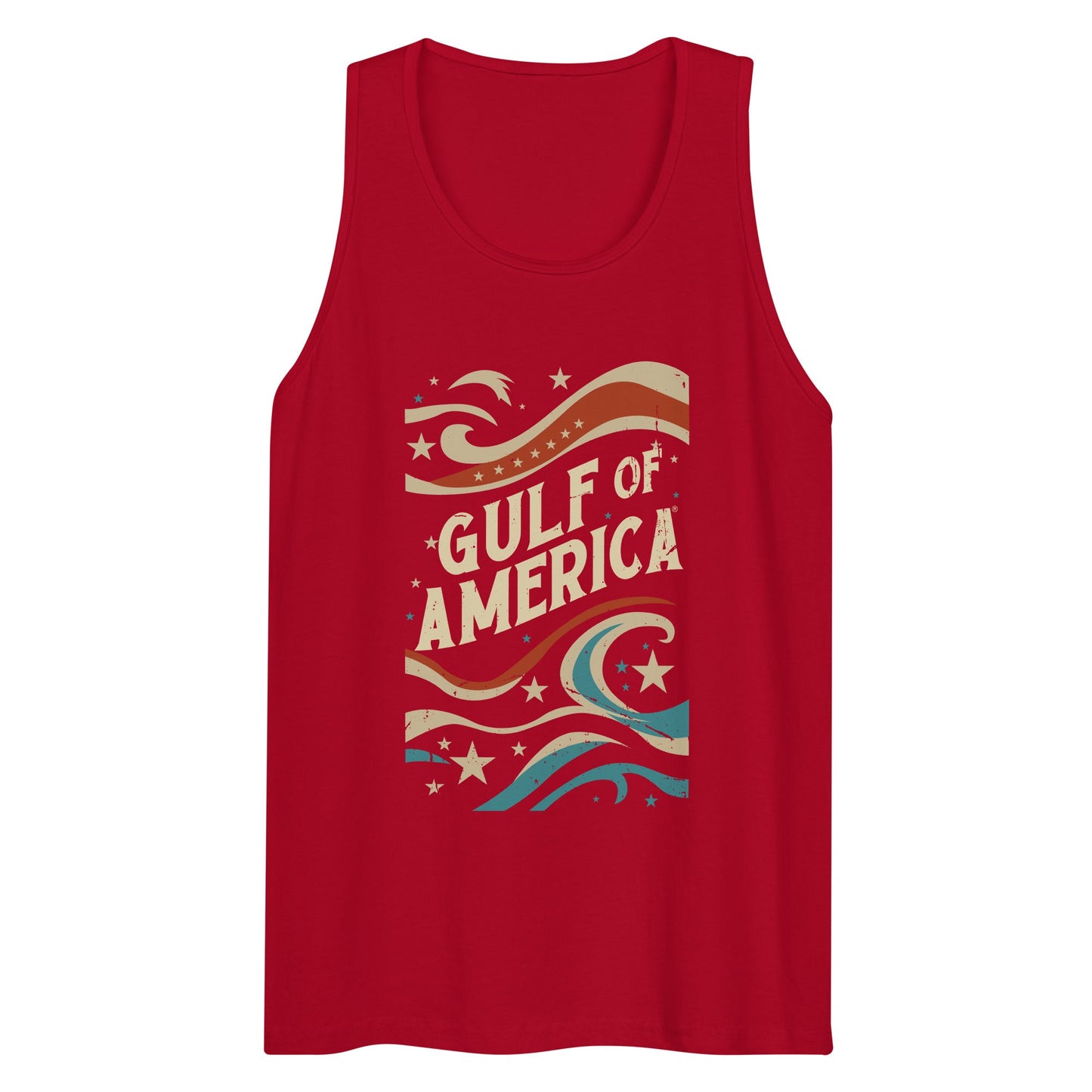 Gulf of America - Streamers and Stars Tank Top – Premium T Shirt - Summer - Beach - USA - Patriotic - 4th of July - Gulf of America®