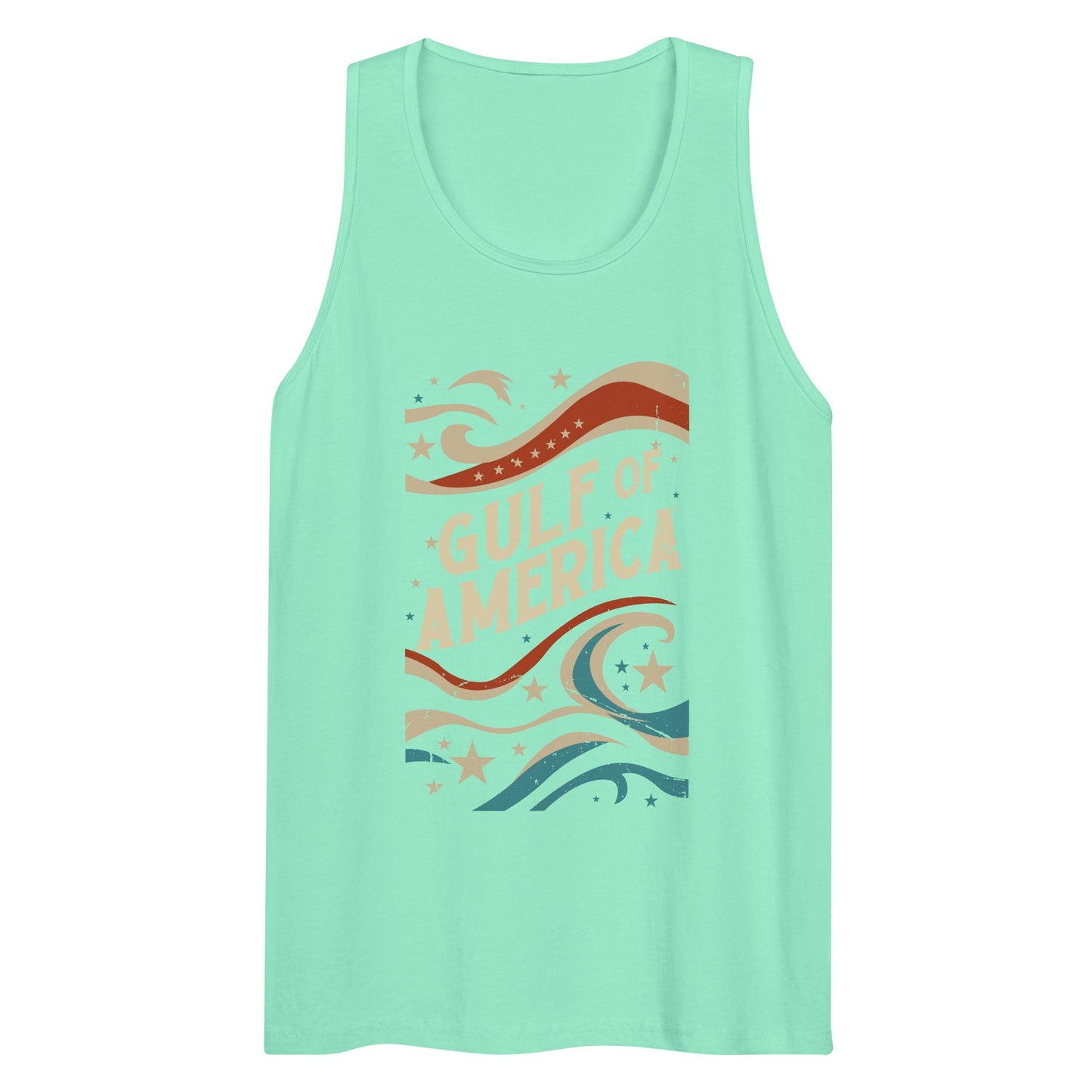 Gulf of America - Streamers and Stars Tank Top – Premium T Shirt - Summer - Beach - USA - Patriotic - 4th of July - Gulf of America®