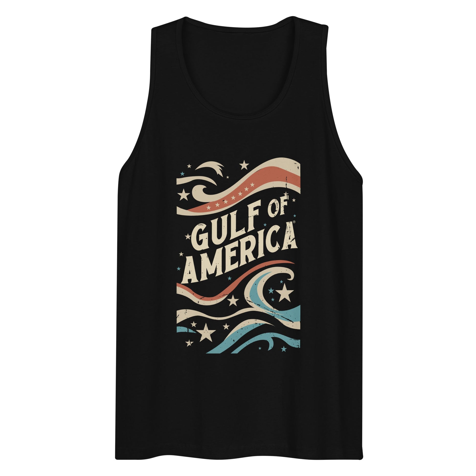 Gulf of America - Streamers and Stars Tank Top – Premium T Shirt - Summer - Beach - USA - Patriotic - 4th of July - Gulf of America®