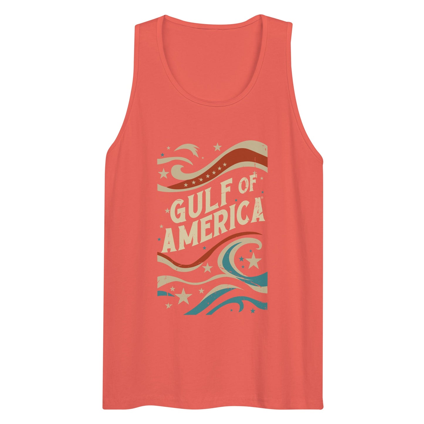 Gulf of America - Streamers and Stars Tank Top – Premium T Shirt - Summer - Beach - USA - Patriotic - 4th of July - Gulf of America®
