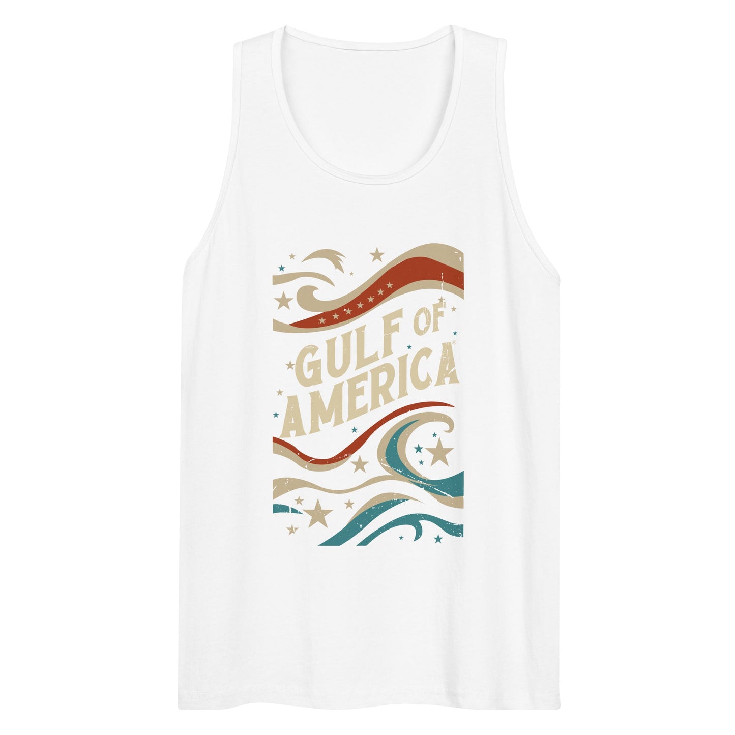 Gulf of America - Streamers and Stars Tank Top – Premium T Shirt - Summer - Beach - USA - Patriotic - 4th of July - Gulf of America®