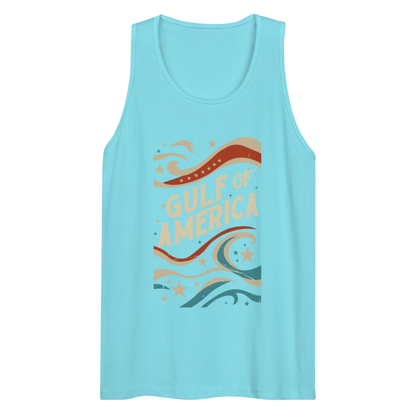 Gulf of America - Streamers and Stars Tank Top – Premium T Shirt - Summer - Beach - USA - Patriotic - 4th of July - Gulf of America®