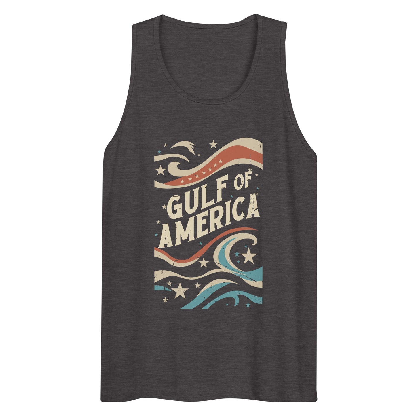 Gulf of America - Streamers and Stars Tank Top – Premium T Shirt - Summer - Beach - USA - Patriotic - 4th of July - Gulf of America®