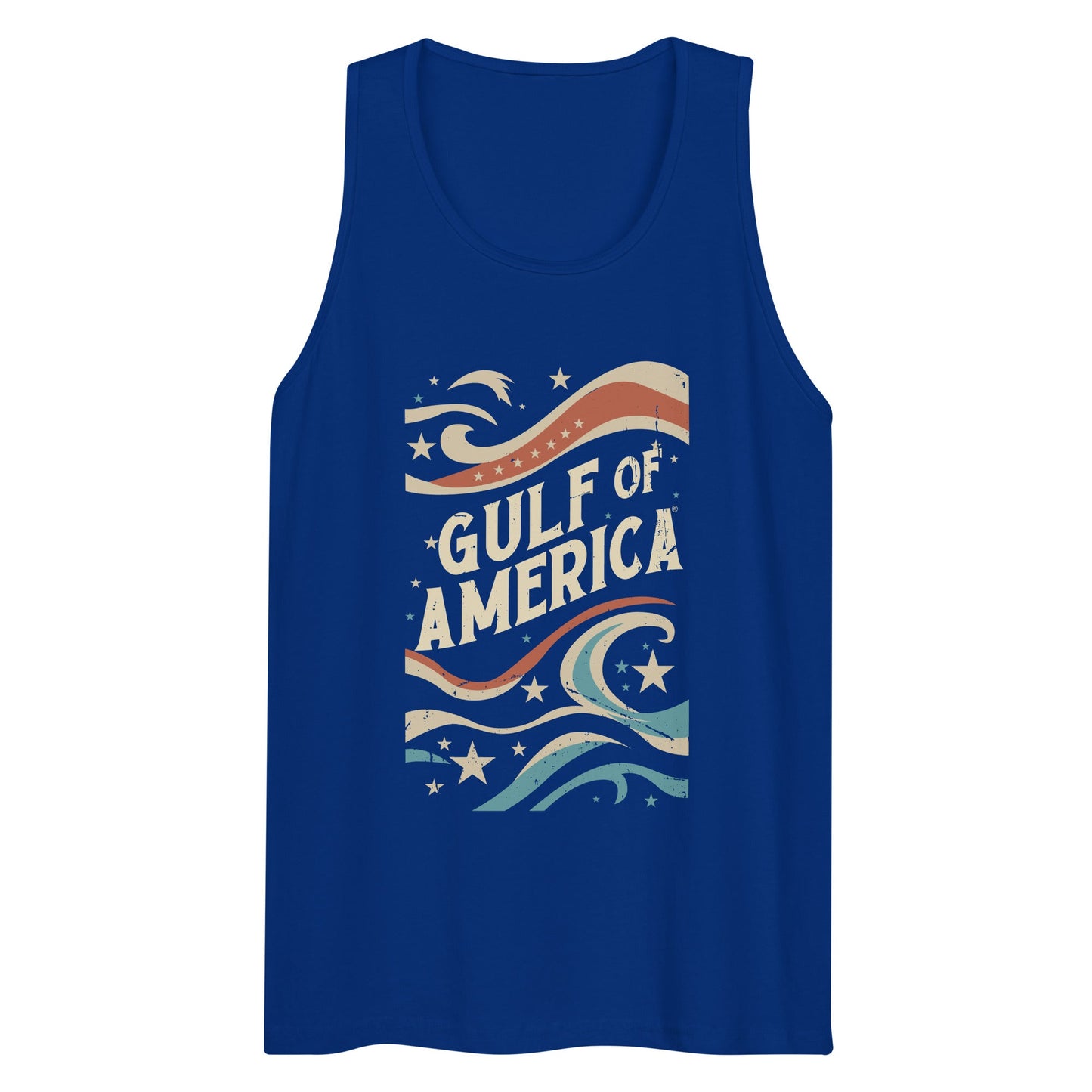 Gulf of America - Streamers and Stars Tank Top – Premium T Shirt - Summer - Beach - USA - Patriotic - 4th of July - Gulf of America®