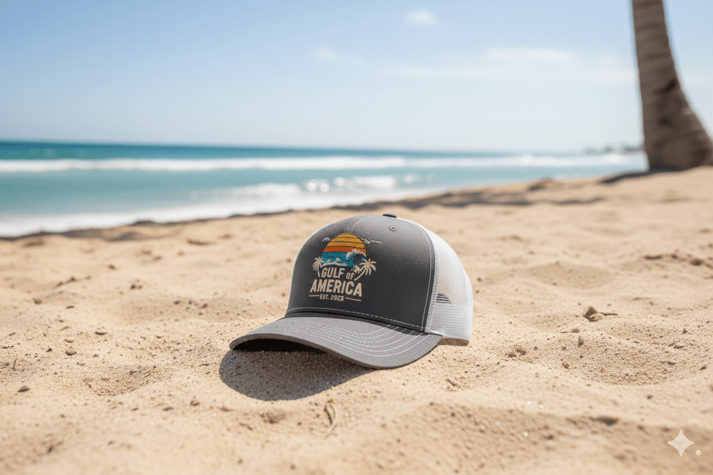 Gulf of America Waves Trucker Men’s Retro Hat – Mesh Back Snapback - Gulf of America®