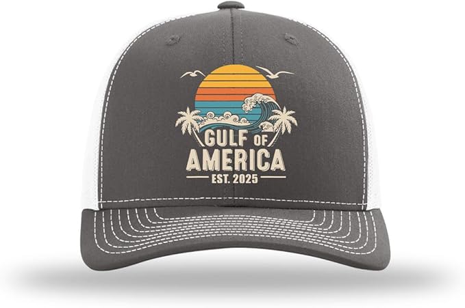 Gulf of America Waves Trucker Men’s Retro Hat – Mesh Back Snapback - Gulf of America®