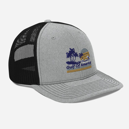 Gulf of America - Wavy Sunset Hat - Premium Modern Trucker Cap - Summer - Beach - USA - Patriotic - 4th of July - Gulf of America®