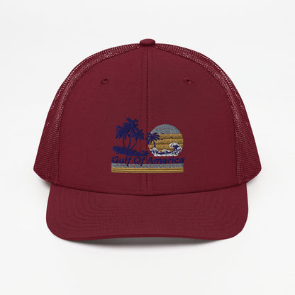 Gulf of America - Wavy Sunset Hat - Premium Modern Trucker Cap - Summer - Beach - USA - Patriotic - 4th of July - Gulf of America®