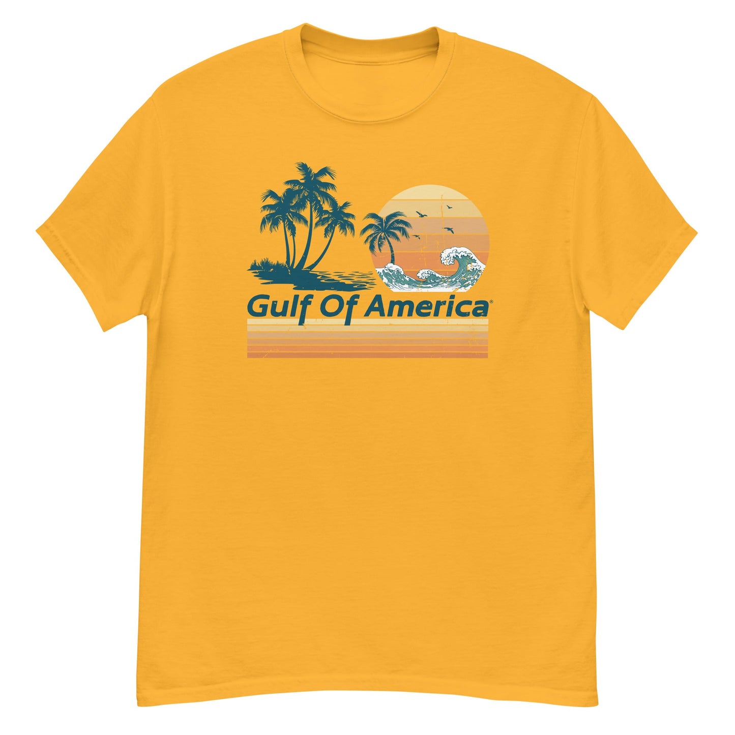 Gulf of America - Wavy Sunset Tee - Premium T Shirt - Summer - Beach - USA - Patriotic - 4th of July - Gulf of America®