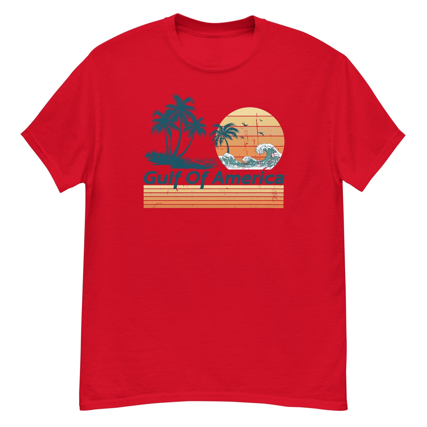 Gulf of America - Wavy Sunset Tee - Premium T Shirt - Summer - Beach - USA - Patriotic - 4th of July - Gulf of America®